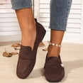 thumbnail image 2 of Penny Loafers for Women Elegant Pearl Suede Round Toe Slip on Flat Shoes Lightweight Casual Dressy Walking Shoes Brown Size 7, 2 of 8