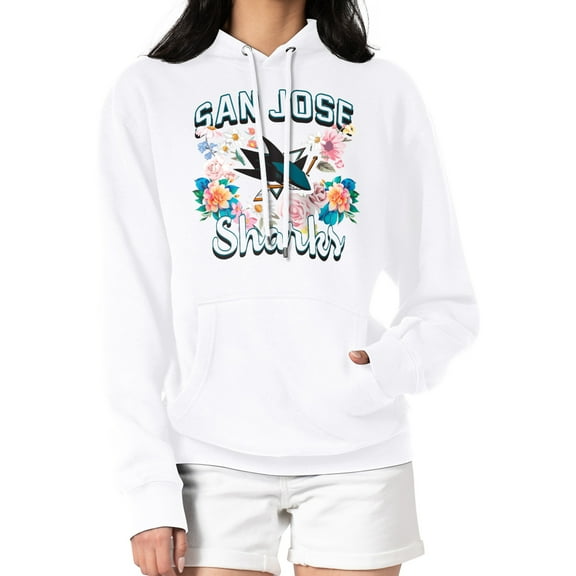 Women's G-III 4Her by Carl Banks White San Jose Sharks Flower Logo Pullover Hoodie