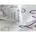 thumbnail image 3 of Ambesonne Eiffel Tower Quilted Coverlet 3 Pcs, Doodle Romantic Paris, Queen Size, Lilac Red Pale Blue, 3 of 4