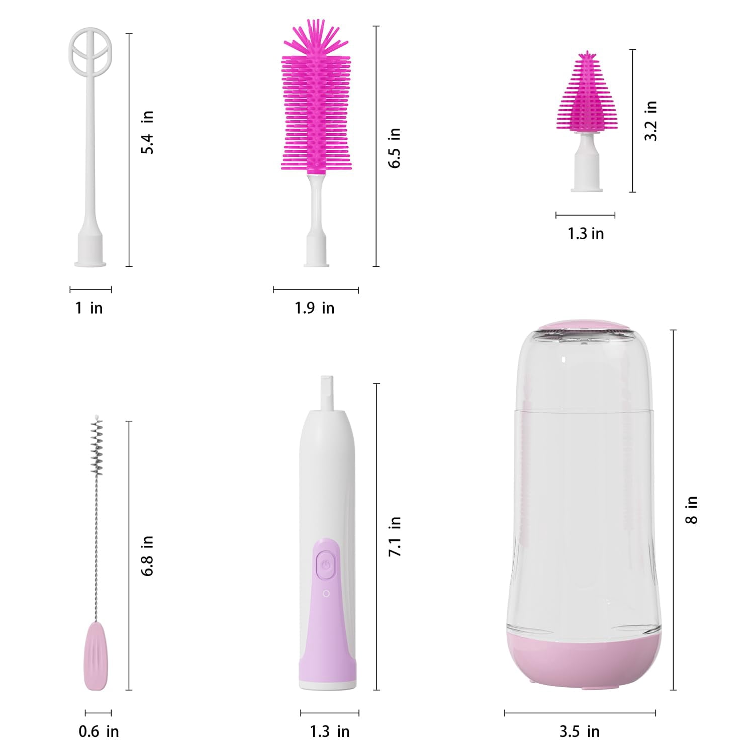 Electric Bottle Brush Cleaner, Portable Rechargable Baby Bottle Brush Kit for Travel with Silicone Nipple & Straw Brush, Drainage Rack, Storage Box, Perfect Essentials Gift for Mom After Birth