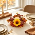 thumbnail image 5 of Fall Maple Leaf Candle Ring Wreath, Artificial Sunflower Pumpkin Candle Garland, Harvest Season Pillar Candle Holder, Thanksgiving Table Centerpiece Decor, Faux Autumn Floral Ornament, 5 of 6