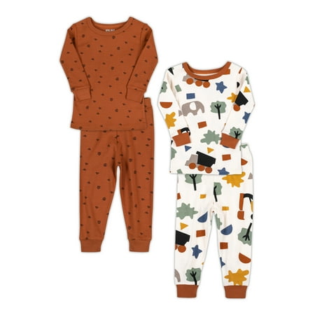 Little Star Organic Baby &amp; Toddler Boy 4 Pc Long Sleeve &amp; Long Pant Pajamas, Size 9 Months - 5T