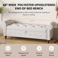 thumbnail image 3 of 63" Wide Storage Bench, Polyester Upholstered End of Bed Bench with Pull Ring Design, Storage Shoe Cabinet Bench with Rolled Arm, Modern Window Bench for Bedroom (Beige), 3 of 14
