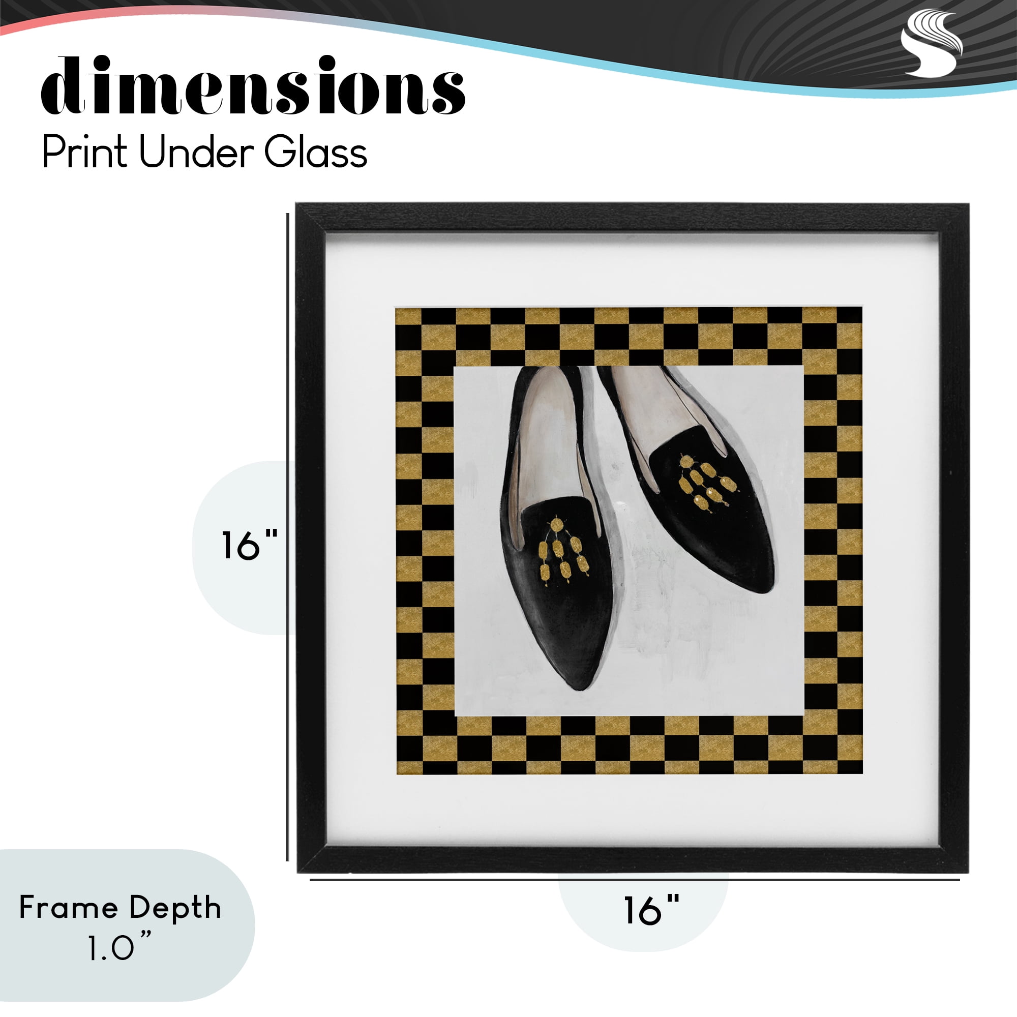 Stupell Industries Luxe Black Flats Black Framed Print Under Glass, design by Lorenzo Collective