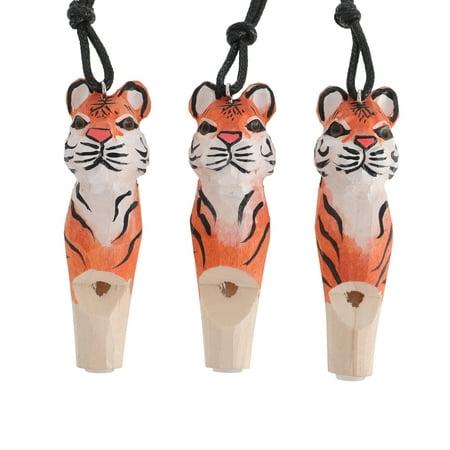 

NUOLUX 3Pcs Natural Wood Carved Whistle Toy Kids Educational Animal Gift Necklace