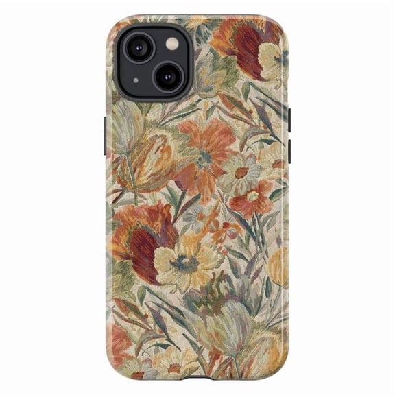 Vintage Floral Tapestry Phone Case, Retro Botanical Pattern iPhone Cover, Elegant Artistic Protective Case for iPhone 16 15 14 13 12 11 Pro Plus Mini