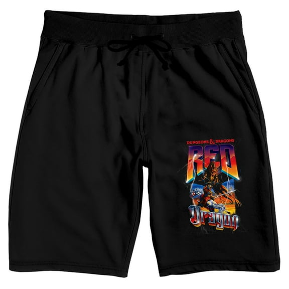 Dungeons & Dragons Red Warrior Combat Horse Men's Black Sleep Pajama Shorts-Medium