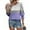 Purple, variant on Uaswgudfs Tees for Women Trendy Tops Dressy Patchwork Color Combination Casual 3/4 Sleeve Shirts Round Neck Summer Clothes Trendy Ladies Blouses 2025