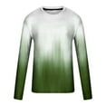 thumbnail image 4 of RYRJJ Mens Long Sleeve T-Shirts Casual Gradient Color Loose Pullover Graphic Tee Shirts Spring Fall Fashion Athletic Sweatshirts(Green White,M), 4 of 5