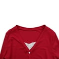 thumbnail image 5 of Lenpel Crop Tops for Women Trendy Long Sleeve V Neck Lace Patchwork Button down Slim T Shirts Soft Casual Blouses(Red,X-Large), 5 of 6