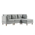 thumbnail image 6 of Sectional Sofa Couch with Ottoman, L-Shaped Couch with Nail Head Trim and Wood Legs, Modern Tufted Convertible Sectional Sleeper Sofa for Apartment Living Room and Office, Grey, 6 of 7