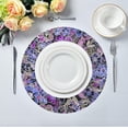 thumbnail image 5 of Purple Flowers Round Placemats Washable Placemats Non-Slip Heat-Resistant Table Place Mats for Dining Kitchen Holiday Party Table Decoration 15.4"-4PCS Table Mat, 5 of 7