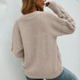 thumbnail image 6 of ATOYSOY Cable Knit Sweater Womens Casual Long Sleeve Cardigan Sweater Button V Neck Loose Tunic Tops Winter Clothes Trendy Beige L, 6 of 6