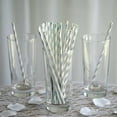 thumbnail image 2 of BalsaCircle 25 Pieces 8" Silver White Striped Paper Straws Disposable Party Event Picnic, 2 of 6