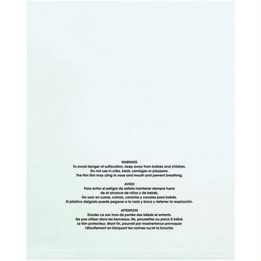 Box Partners PBM12151100 12 x 15 in. - 1 Mil Flat Suffocation Warning Poly Bags, Clear - Pack of 100