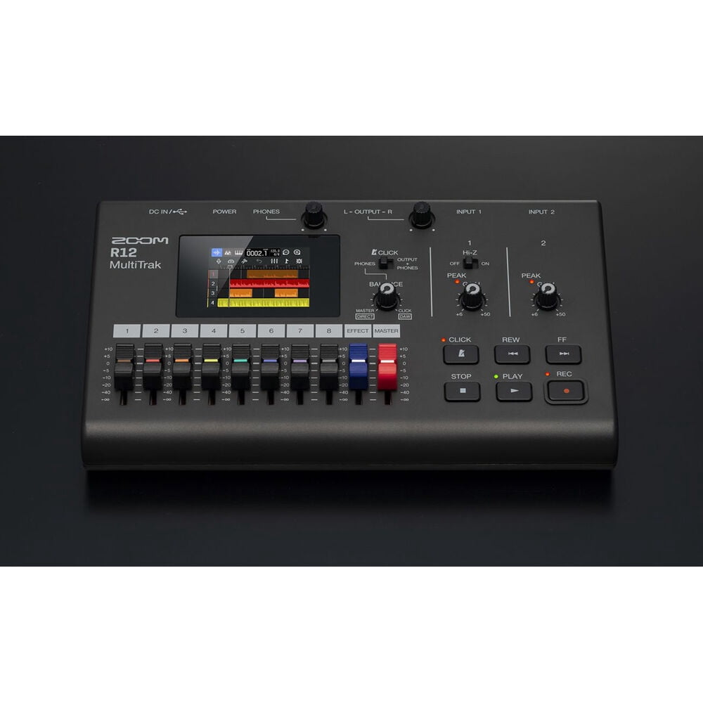 ZOOM Digital Multitrack Recorder (R12) + Audio-Technica ATH-M20x Professional Studio Monitor Headphones, Black (AUD ATHM20X) + Xpix Balanced Interconnect, 1/4 inch TRS to Same, 15 ft + More