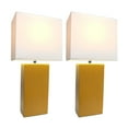 thumbnail image 3 of Elegant Designs 2-Pack Modern Leather Table Lamp Set with White Shades, Tan, 3 of 6