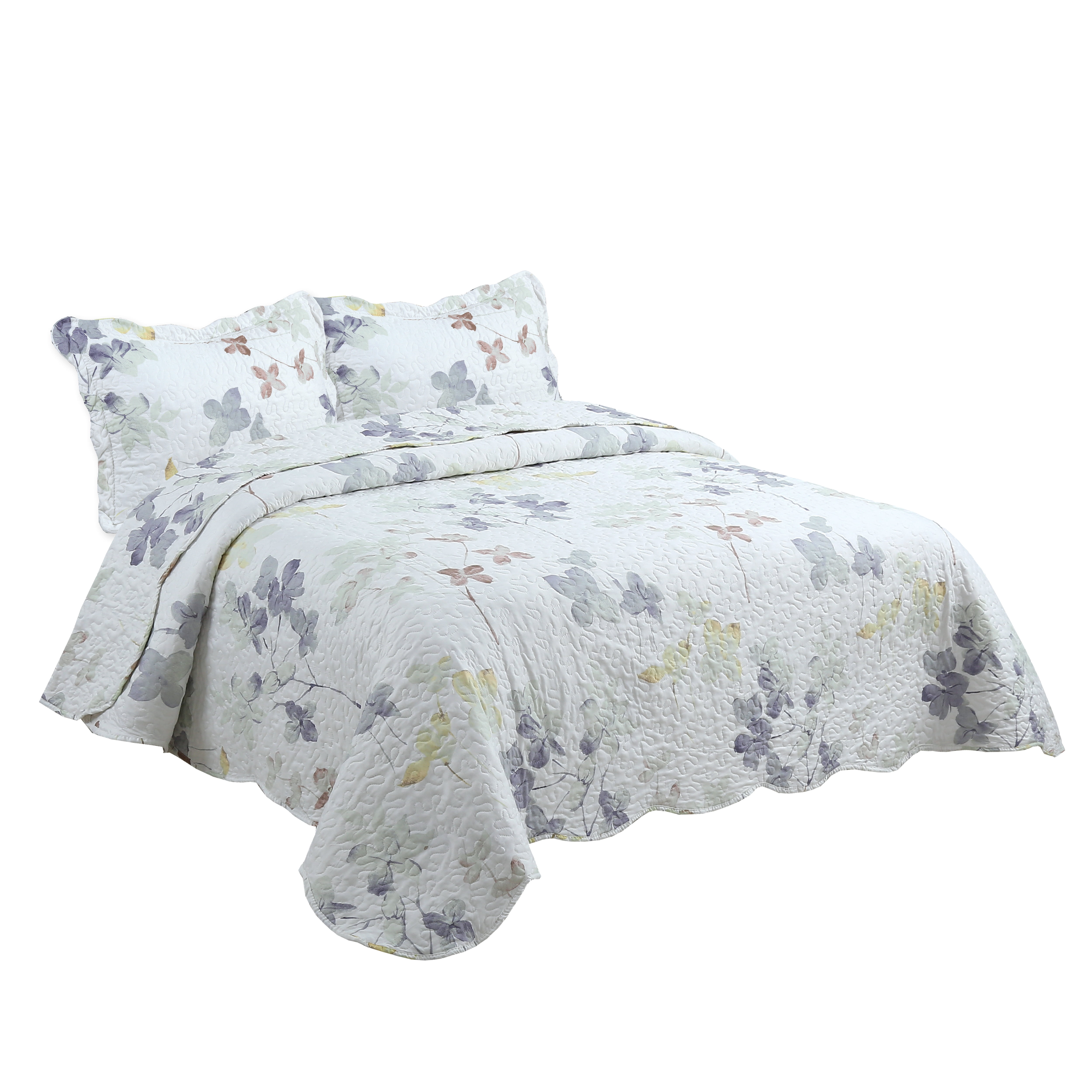 Marina Decoration Rich Printed Stitching Coverlet Bedspread Ultra Soft Summer Bedding Quilt Set with Quilted Sham