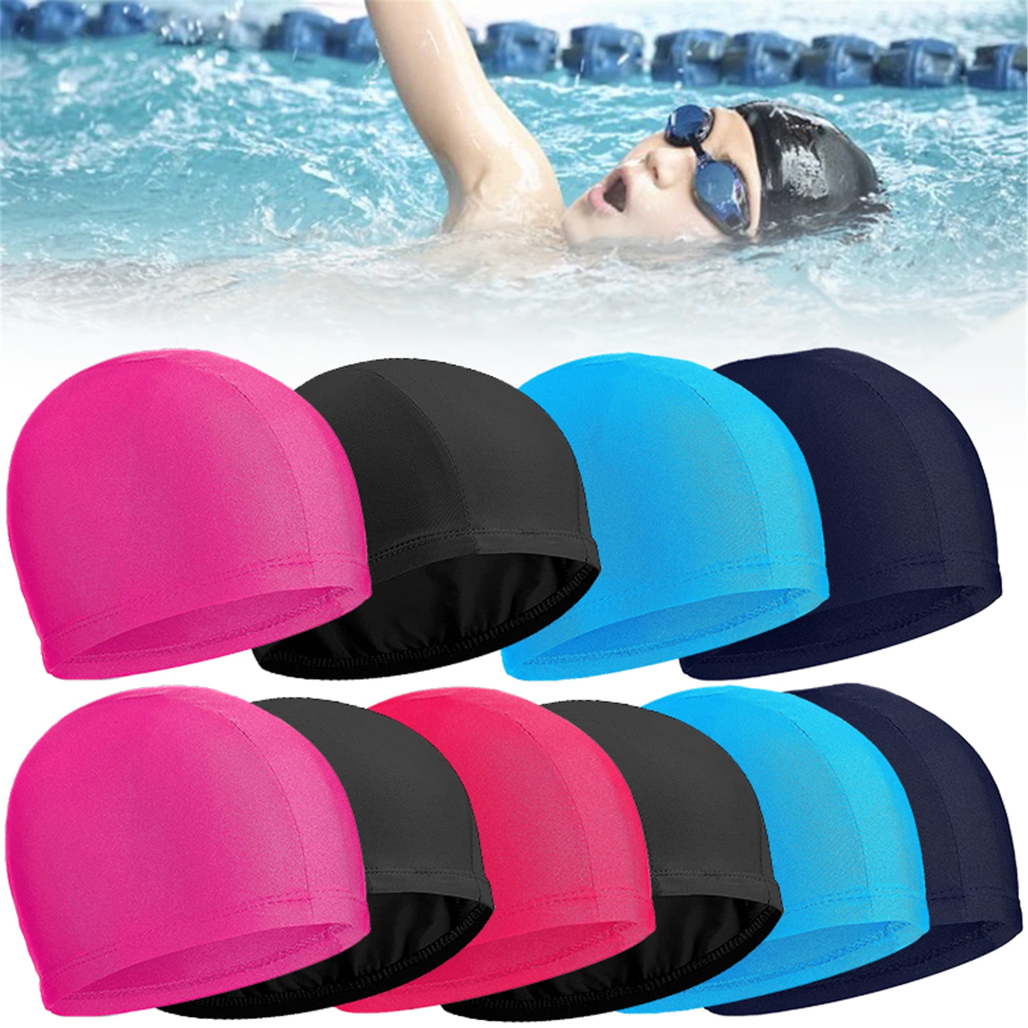 Cat Men Women Kids Elastic Swimming Cap Waterproof Silicone Swim Pool Hat 