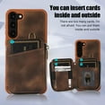 thumbnail image 4 of Dteck Zipper Wallet Case for Samsung Galaxy S23 Plus,Shockproof Leather 5 Card Slots Holder Wrist Crossbody Strap Handbag Protective Kickstand Cover for Galaxy S23+,Brown, 4 of 8
