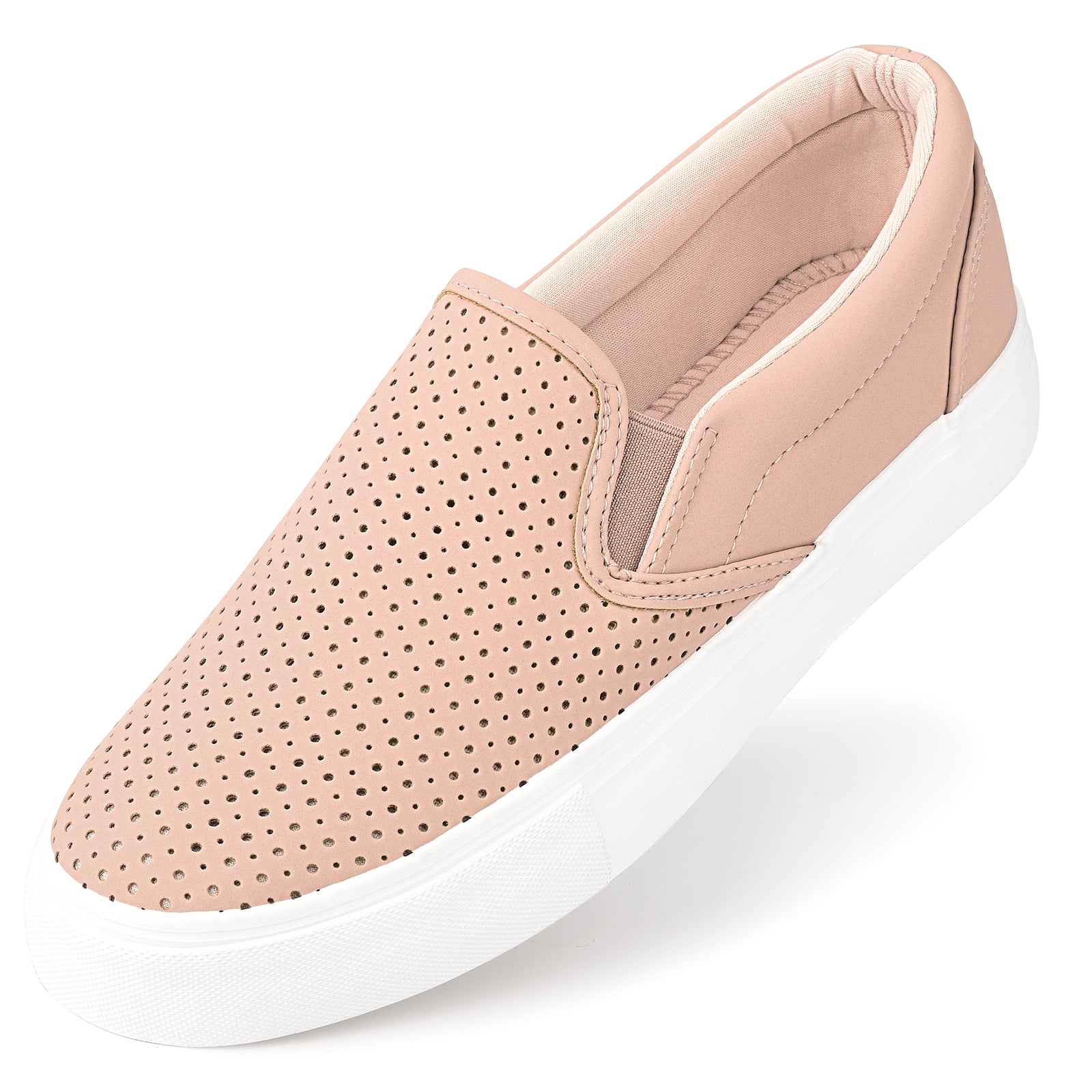 JENN ARDOR Perforated Slip on Shoes for Women Fashion Sneakers Memory
