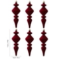 thumbnail image 3 of 6 Pack Christmas Tree Ornaments Set Vintage Finial Hanging Baubles for Holiday Mantel Decor Indoor Home Decoration Spindle Drop Ornaments for Xmas Tree Party Display Festive Hanging, Red, Style A, 3 of 7