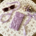 thumbnail image 4 of WeDecorBay Cute Bow Eyeglasses Bag Portable Storage Pouch Lightweight Compact Design Heart Closure Multi-use Organizer for Stationery Travel School Activities Purple,Free Size, 4 of 6