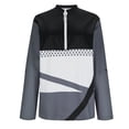 thumbnail image 4 of Womens Long Sleeve Golf Shirt Half Zip Vintage Floral Geometric Striped T-Shirt Zipper Collared V Neck Shirts Gray L, 4 of 6