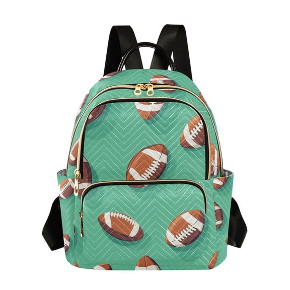 FORMRS Mini Backpack Purse for Women Travel Daypack Casual Shoulder Bag, Green American Footballs