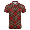 thumbnail image 4 of Royal Stewart Tartan Cross Plaid Men Zipper T-shirt Summer Casual Short Sleeve T-shirt Top, 4 of 7