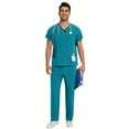thumbnail image 3 of Wholesale Fashion Scrub Suits Hospital Uniform Set Solid Color Gown Pocket Scrubs Sets for Women Mans Joggers Pants Suit, 3 of 11