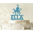 thumbnail image 1 of """Birthday Custom Name Cake Topper"" With Octopus Figure Turq. Blue Cake Topper Cake Decorations Color Option Available 6""-7"" Inches Wide", 1 of 1