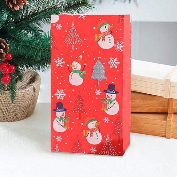 Tryvkinvive Christmas Paper Treat Bag,Durable Xmas Paper Goodie Bags for Kids,Christmas Candy Storage Bags,Holiday Gift Bags for Classrooms,Holiday Party Favor Bags for Office Decorations Containers