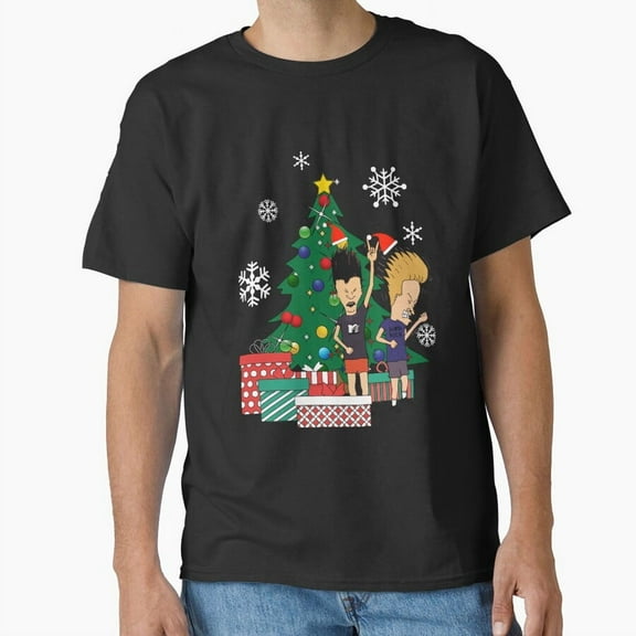 Beavis And Butthead Next To A Christmas Tree Funny Cartoon Holiday G16161 Unisex T-Shirt, Up to Size 5XL