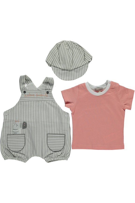 Zebra 3-Piece Tee, Romper & Hat Set