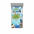 thumbnail image 2 of Ambesonne Cartoon Fitted Sheet & Pillow Sham Set, Pirate Island Skull, Full, Multicolor, 2 of 3