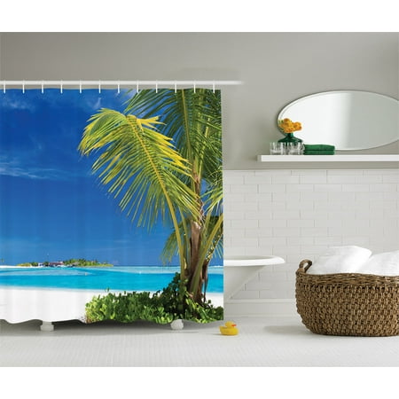 Ocean Seascape Decor Caribbean Polynesia Tropics Small Palm Trees