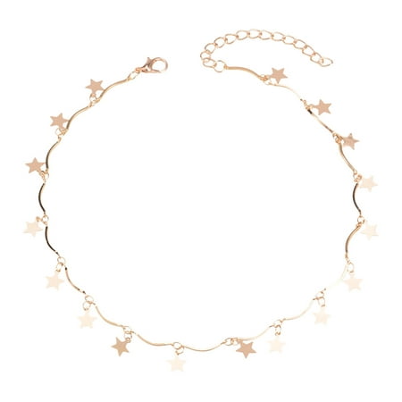 Choker Boho Gold Color Chain Tiny Star Maxi Choker Necklace For Women Tassel Necklaces