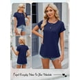 thumbnail image 7 of Hibeli Women's Round Neck Button Down Short Sleeve Solid Color Summer T-Shirt, 7 of 7