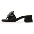 thumbnail image 3 of FSJ Women Rhinestone Bowknot Wide Strap Mules Open Square Toe Low Chunky Heeled Slide Sandals Backless Daily Party Dress Shoes Size 8 Black, 3 of 4