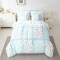 thumbnail image 2 of Homewish Girls Floral Flower Bedding Comforter Set 7-Piece, Blue Checkered King Bedding Sets, Cute Bow Knot Bed Sheets, Breathable Home Decor, 2 of 8