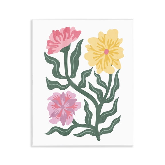 Stupell Industries Modern Blooms with Curved Leaves Floral Painting Unframed Art Print Wall Art, 11 x 14