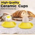 thumbnail image 3 of Ceramic Egg Cups Set of 6 Half Dozen Pack, Porcelain Hard Soft Boiled Egg Holder Keeper Container with Base, Stackable Serving Dish Plate Stand Serveware for Countertop Display Kitchen Home (Yellow), 3 of 9