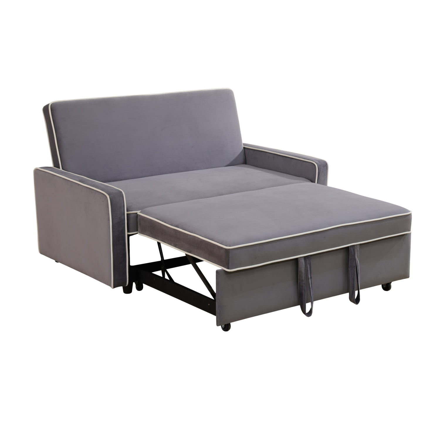 Hommoo Sofa,Modern Flannel 1-Piece Living Room Sofabed,Home Furniture Sofabed with Armrest,Light Gray