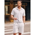 thumbnail image 2 of RICHCOIN Men's 2 Piece Outfits Textured Knit Short Sleeve Button Down Shirts and Shorts Old Money Casual Sets, 2 of 7