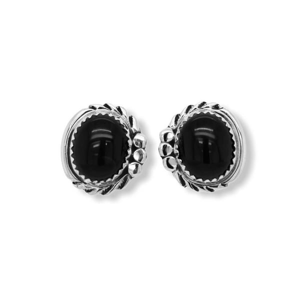 Genuine Onyx Earrings, Sterling Silver, Authentic Indigenous New