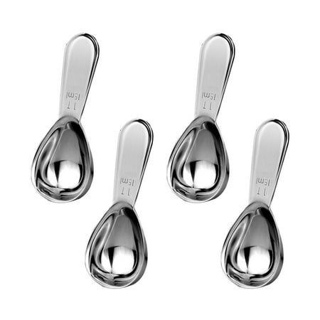 

4pcs Home Measuring Spoon Short Handle Cafe Ergonomic For Coffee Stainless Steel