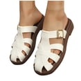 thumbnail image 4 of Hopeusnice Women's Slippers Non-Slip Breathable Flat Heel Closed-Toe Sandals Trendy Soft PU Materials Summer And Fall Shoes Round Toe Shoes for Beach Round Toe Arch Support Shoes White 39, 4 of 6