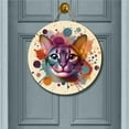 thumbnail image 2 of Abyssinian Portrait Watercolor Vintage Retro Styles Round Wood Sign Cat Lover Kitten Owner Gifts Hanging Wall Home Decor - 00001, 2 of 5