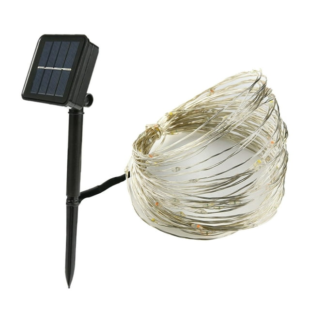 Luces LED solares de alambre, impermeables, para interiores y exteriores, para decoración de jardines, hogar, fiestas y Halloween. 100 LED blancos